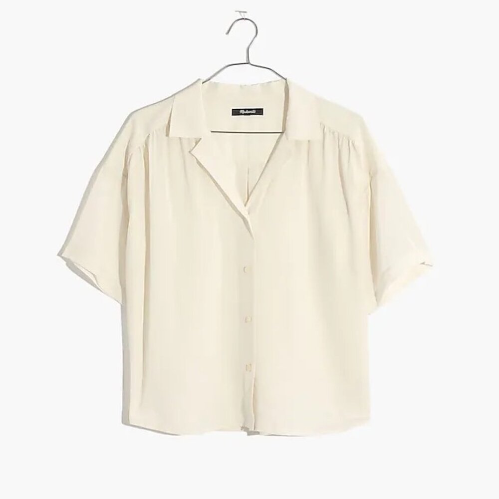 NWT Madewell Silk Camp Shirt Lighthouse XS